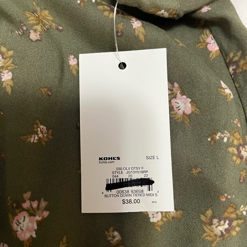 NWT SO Olive Floral Button Front Maxi Skirt - Picture 8 of 8